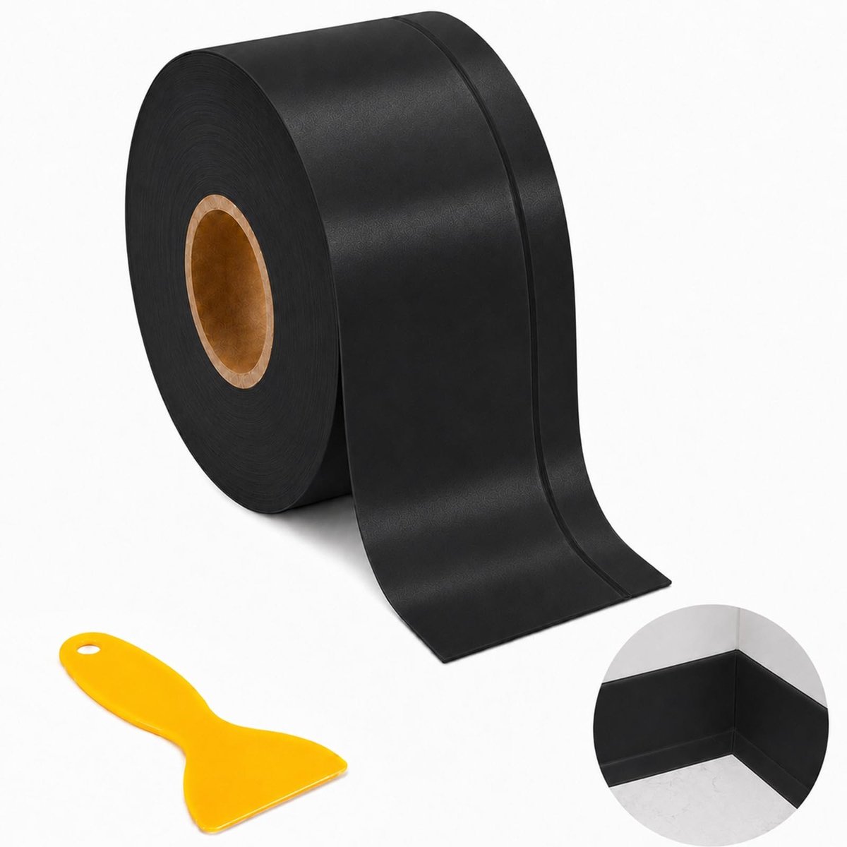 Dailygoods- Plint Zelfklevend 70 mm - Flexibele Afdichtingstape - PVC - L-profiel - Ideaal voor Keuken/Badkamer - Duurzaam en Aanpasbaar
