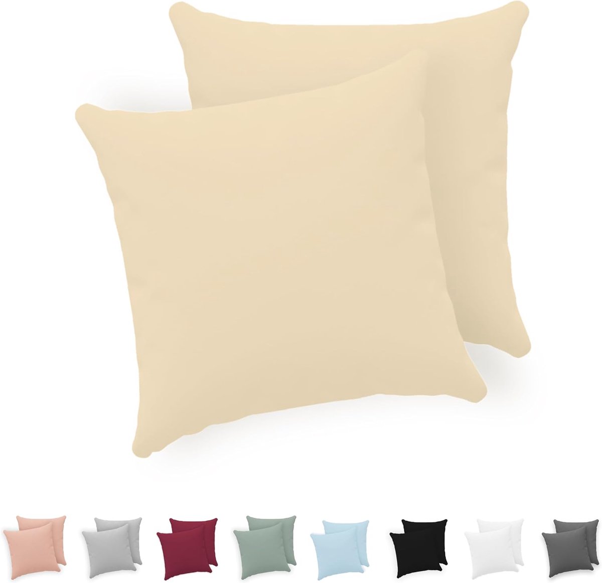 Kussensloop 80x80 - Set van 2 - 100% Katoen Jersey 150 GSM - Zacht en Wasbaar - SnelShoppen