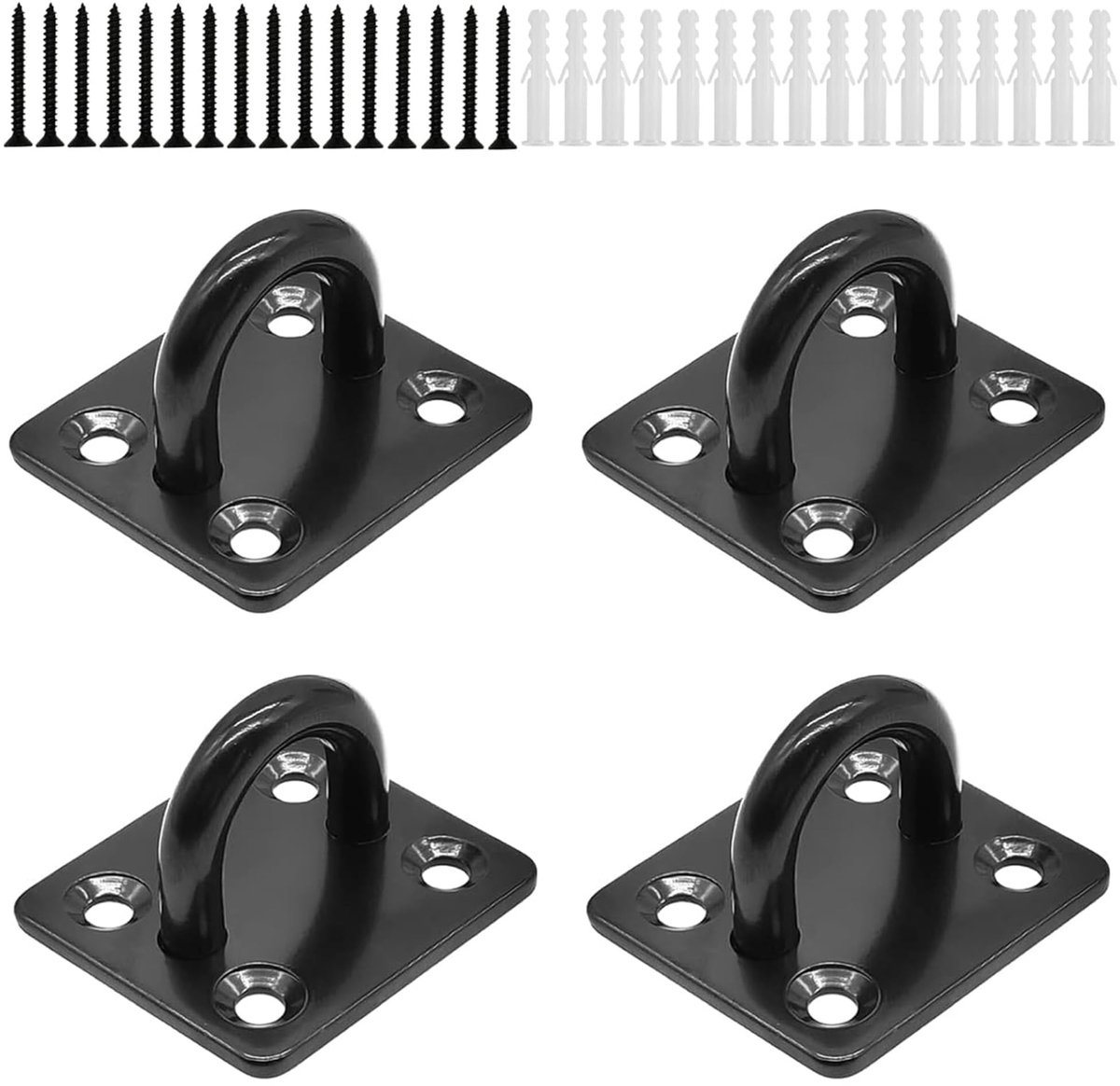Dailygoods- Oogplaat 4 Stuks - Roestvrij Staal - Bevestigingsset met Schroeven - Wandbevestiging - Duurzaam - Hoogwaardige Stabiliteit - Bevestigingshaak