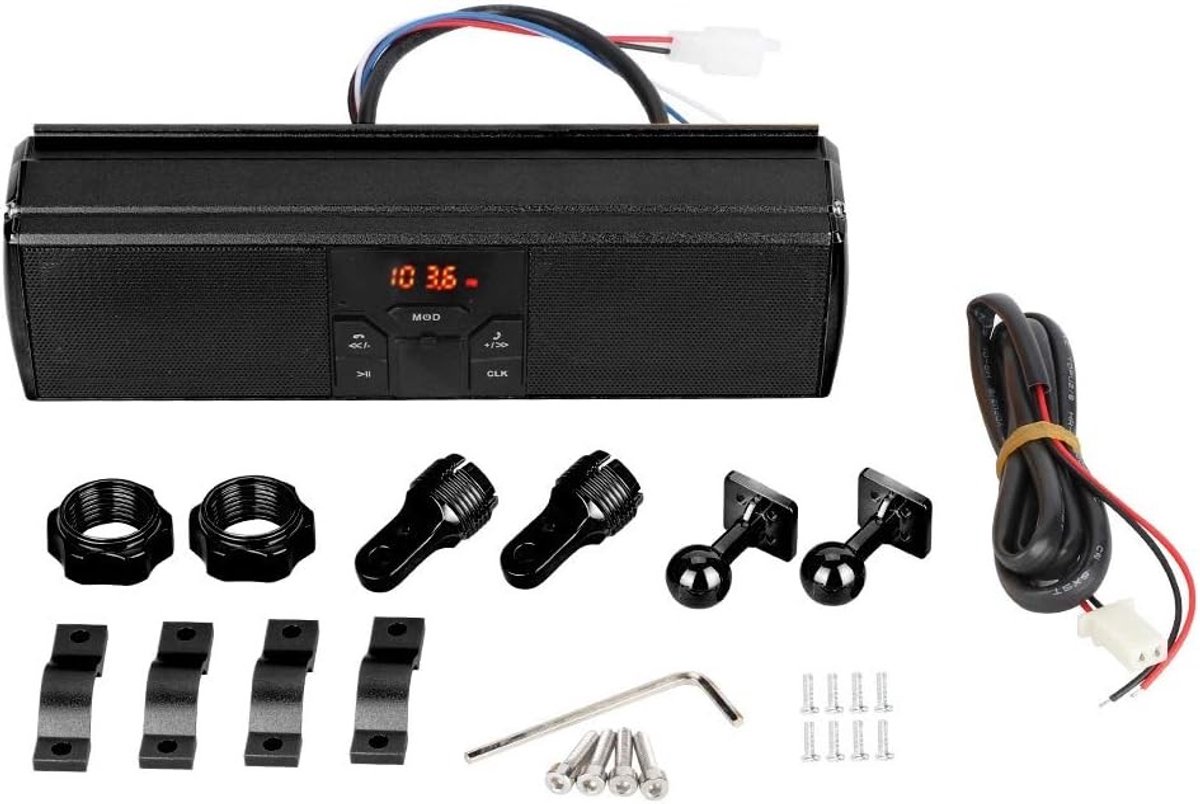 Motorfiets Handlebar Stereo Speaker met USB Aansluiting, Waterdicht en Anti-Side O, Zwart