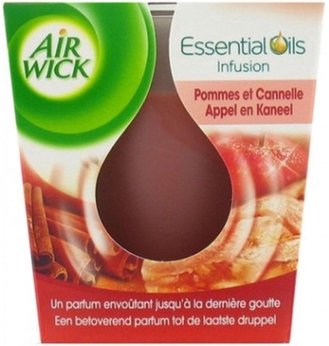 Air Wick Geurkaars Essential Oils Appel & Kaneel | Geurkaars met Essentiële Oliën | Warme Appel Kaneel Geur | Geurkaars voor Woonkamer | Sfeerverlichting | Huisgeur | Geurverspreider | Home Fragrance beige