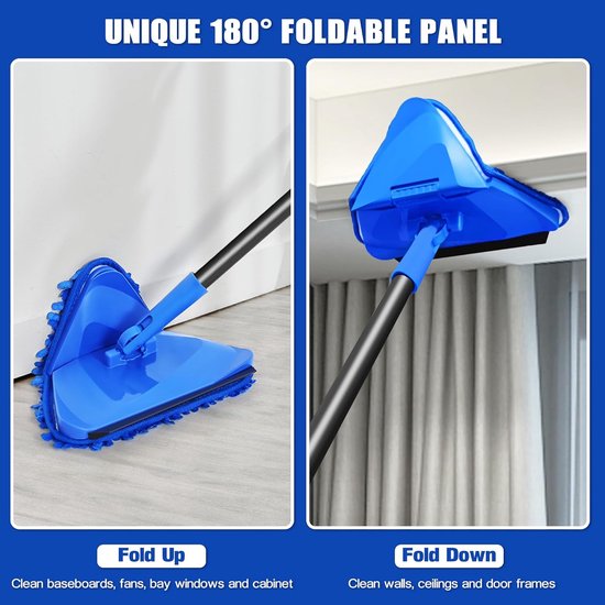 Mop Cleaner Lange Handvat - Plafondreiniger Stofdoek - Muur en Plafond Schoonmaken - 180° Opvouwbaar Ontwerp - Tot 80 inch — afbeelding 2