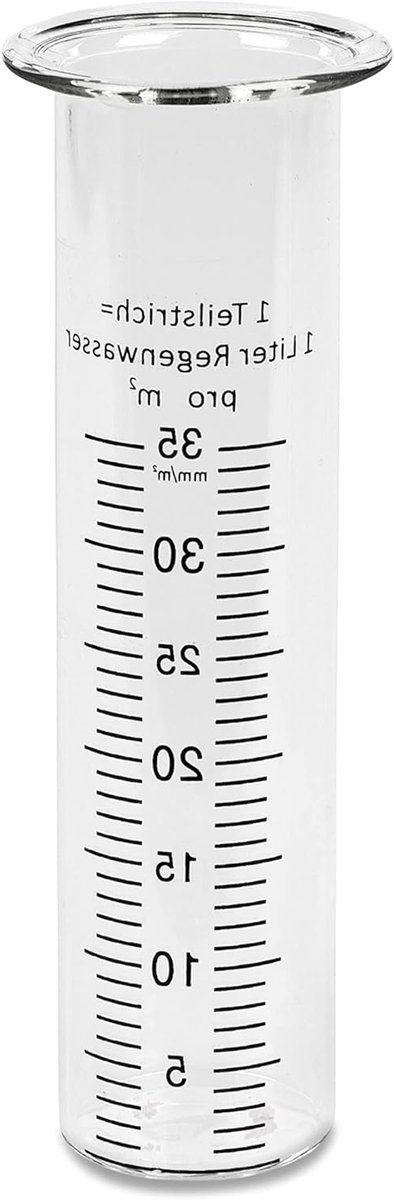 Regenmeter Glas - Vervangend Meetglas - Weer Meten - Duidelijke Schaal - 15 cm Hoog - Transparant Zwart