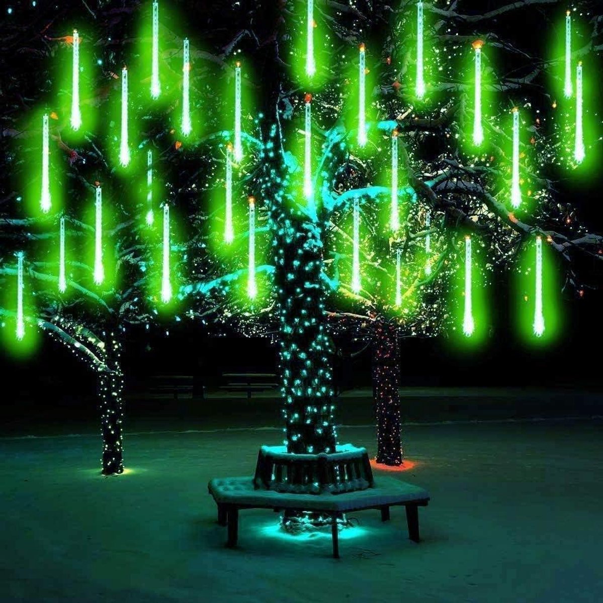 Regenlichtjes Solar - Vallende Sneeuw Effect - Tuin Decoratie - 360 LEDs - 10 Tubes - Warm Wit