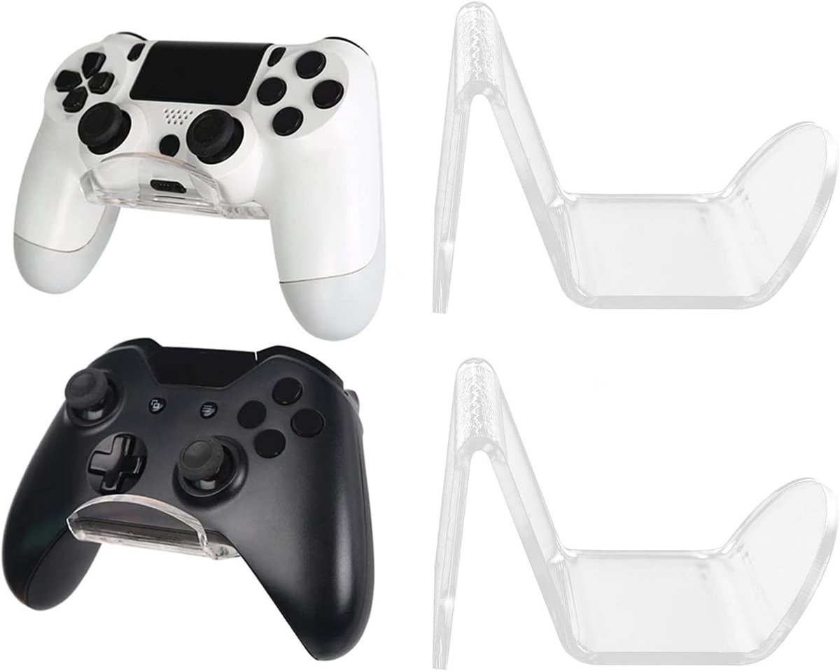 Set van 2 Wandmontage Hoofdtelefoonstands - Zelfklevende Transparante Acryl Houder voor Gaming Hoofdtelefoons en Consoles