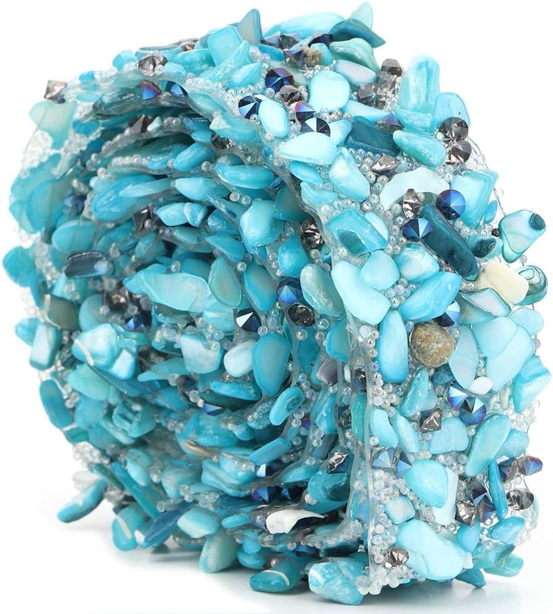 Decoratieve Steenlint van 1m voor Bruidsjurken en DIY Versieringen - Blauw Grind, 2cm Breed, Perfect voor Bruiloften en Feestjes