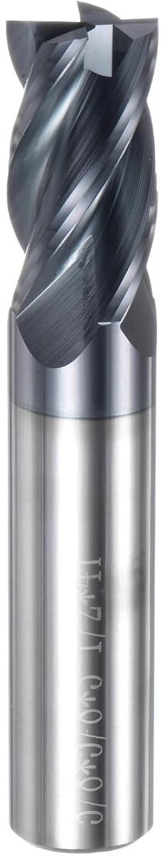 Vierkante frees van carbide met 4 snijkanten voor koolstofstaal en titanium, 5/8 inch aansluiting, snijlengte 1-1/4 inch, totale lengte 3-1/2 inch, HRC45 voor precisiewerk
