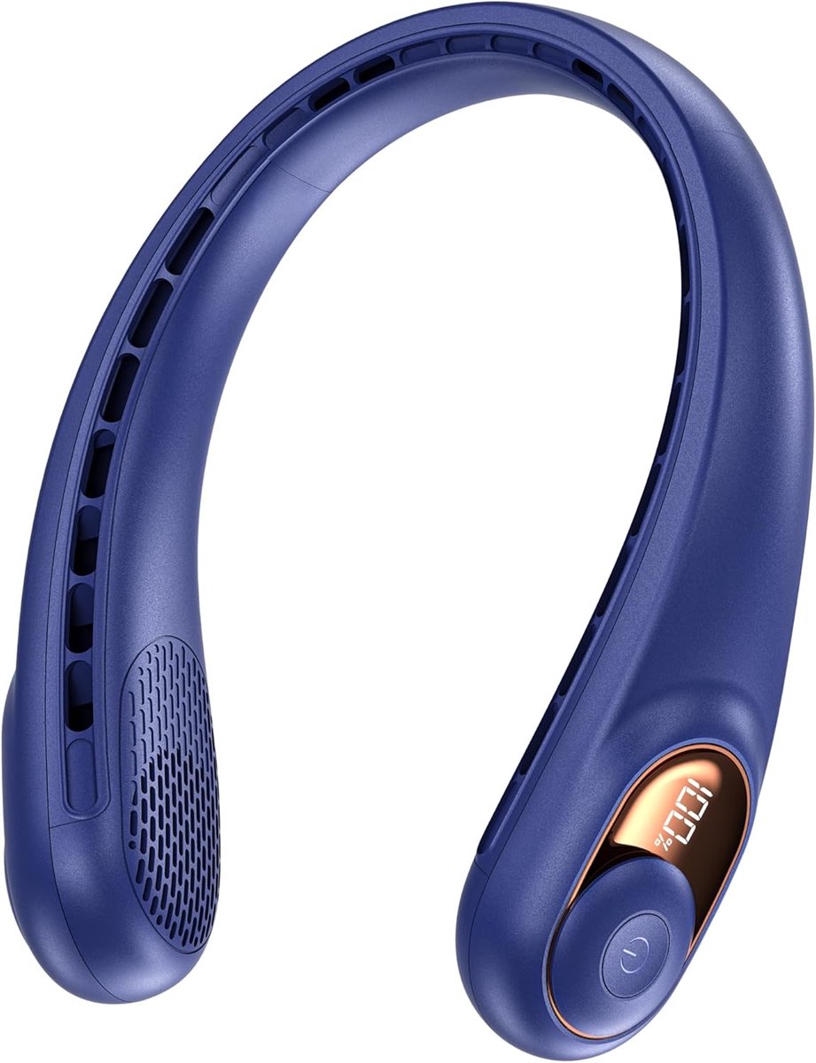 Thijox - Draagbare Nekventilator Bladloos met LED-display, 360° Luchtstroom, 4000 mAh Oplaadbare Batterij, Superstille Handsfree Ventilator voor Binne