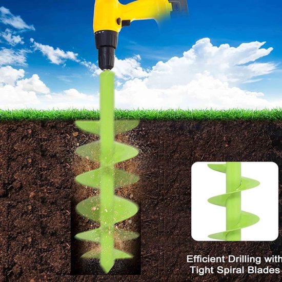Grondboor van zwaar gelegeerd staal 10x40 cm – Universele tuin- en plantgatboor voor bloembollen, groenten en tuinonderhoud — afbeelding 5