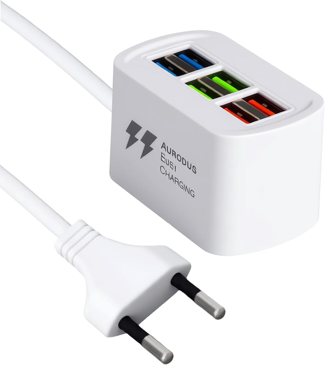 Thijox - 6-poorts USB-oplader stekkerdoos met USB, compacte lader voor gelijktijdig opladen van meerdere apparaten thuis en op kantoor, ideale oplossi
