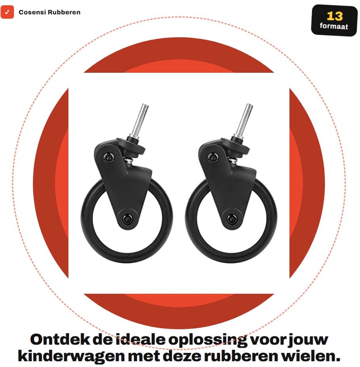 Inovra- Wielen Rubberen - Reservewielen - Voorwielen - Kinderwagenwielen - 360 Graden Rotatie - Duurzaam Materiaal