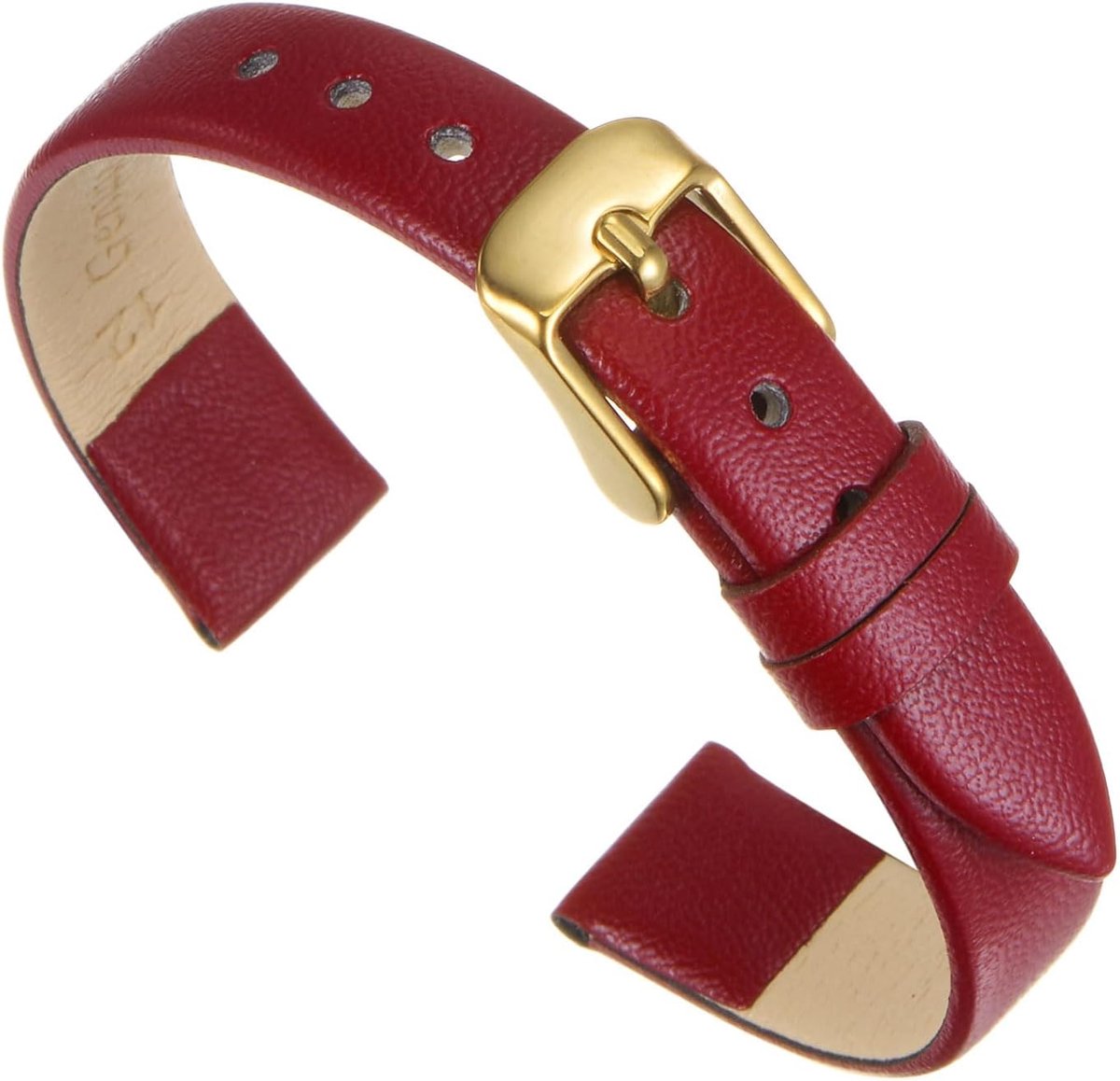 Thijox - Horlogebandje 14 mm van Leer met Goudkleurige Roestvrijstalen Gesp, Vintage Reservearmband voor Smartwatch, Universeel en Elegant voor Dames