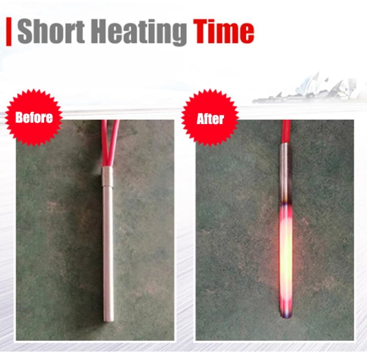 Inovra - Pellet Ontsteker - 300W 220V - Snelle verwarming - Rood - Verwarmingsbuis - Geschikt voor Pellet kachel - 150mm