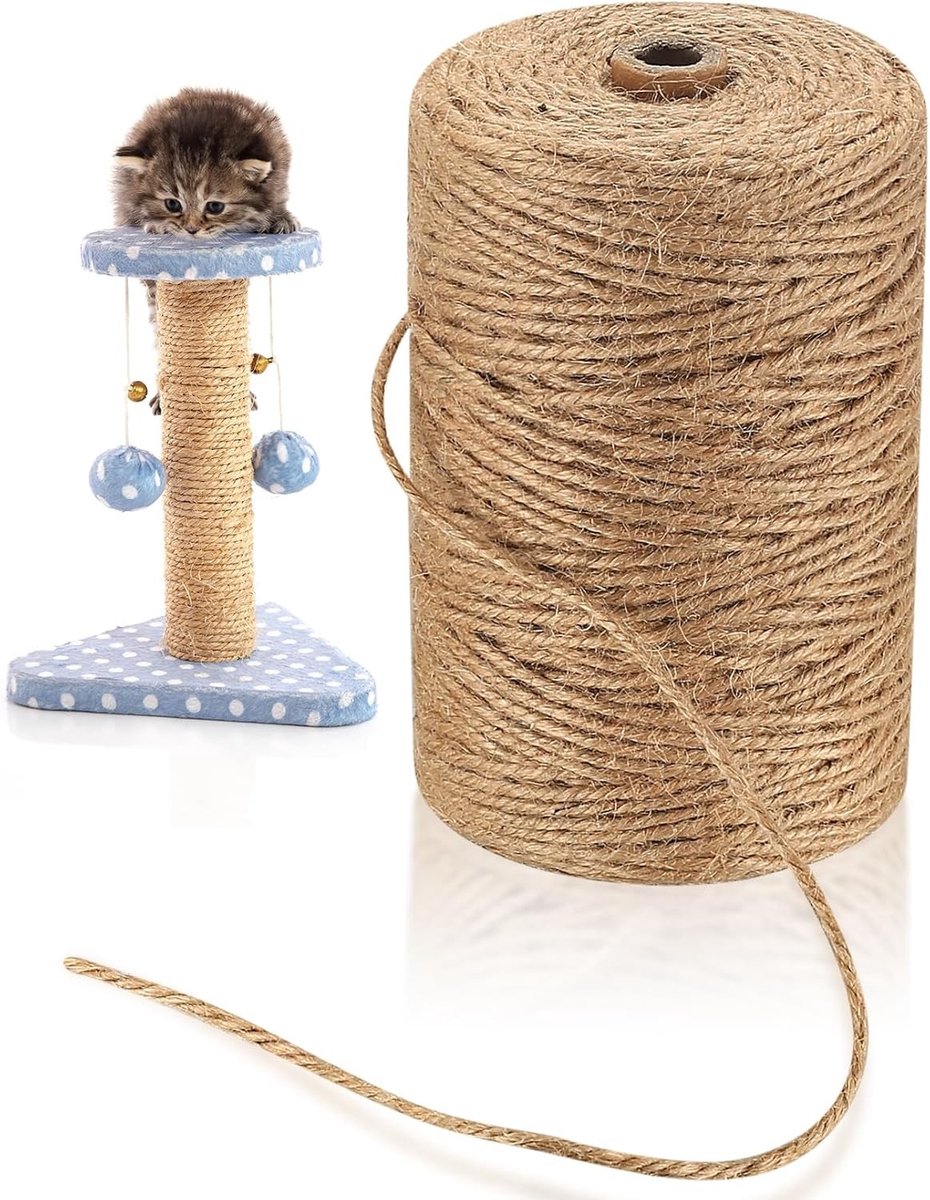 Dikke Jute Touw van 3mm, 200m Natuurlijke Jute voor DIY, Tuinieren, Decoratie en Kunstprojecten