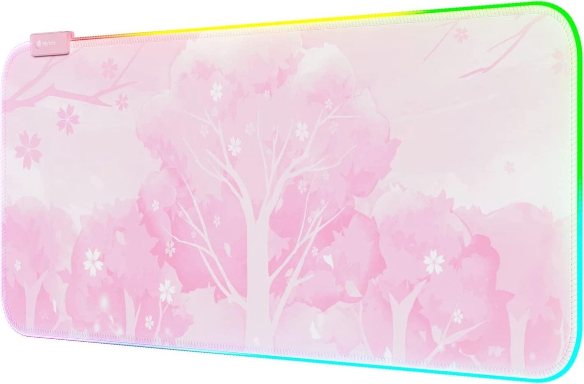 Thijox - Roze Grote RGB LED Gaming Muismat XXL 800x300mm - 14 Modi Gloed, Waterdicht, Antislip Rubber, Ideaal voor PC en Laptop, Toetsenbord en Muis M