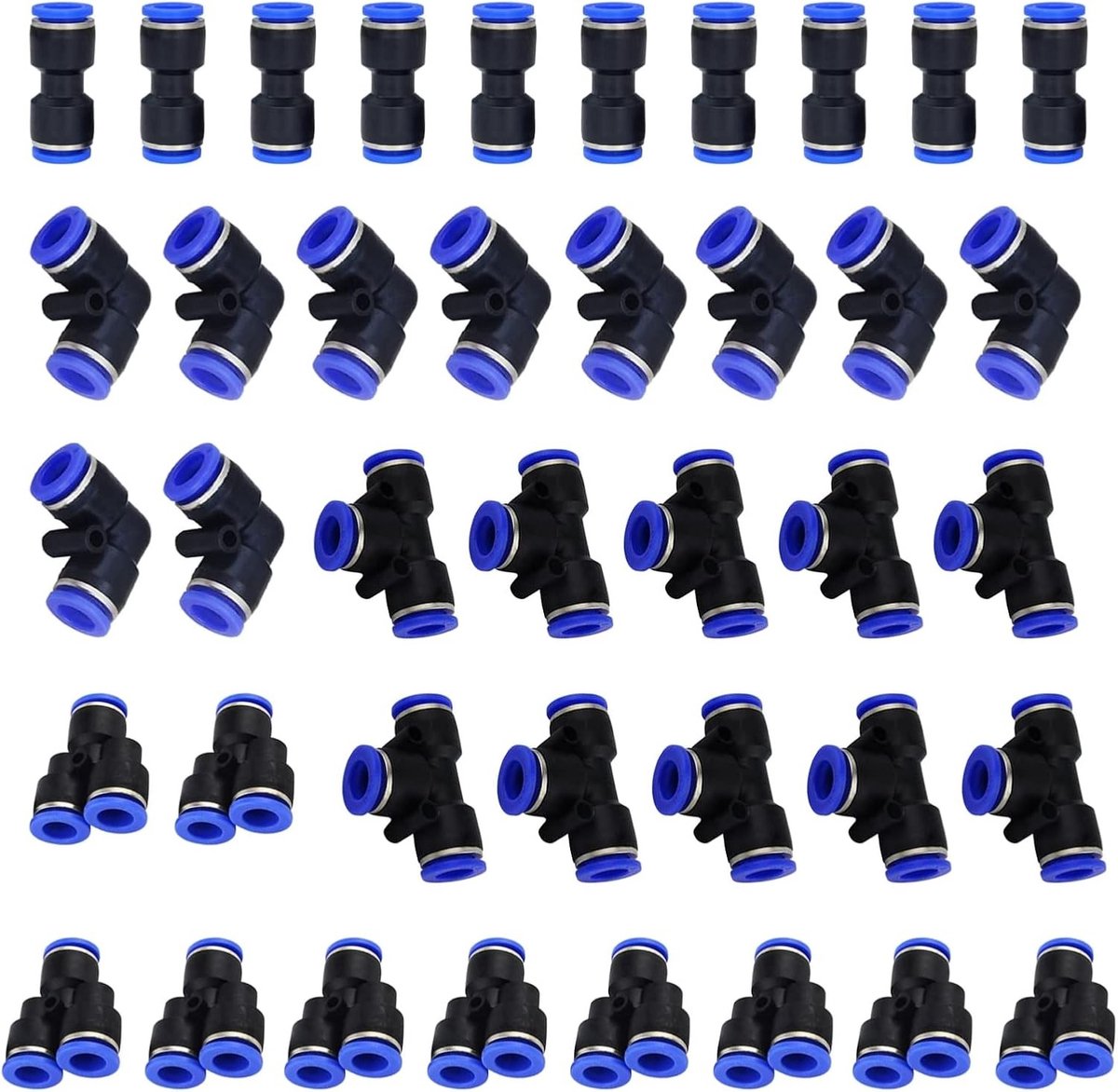 40 Stuks 4 Mallen Pneumatische Snelle Aansluitingen, 6mm Buiten Diameter Slangverbinding voor Wateraansluiting en Tuinaccessoires