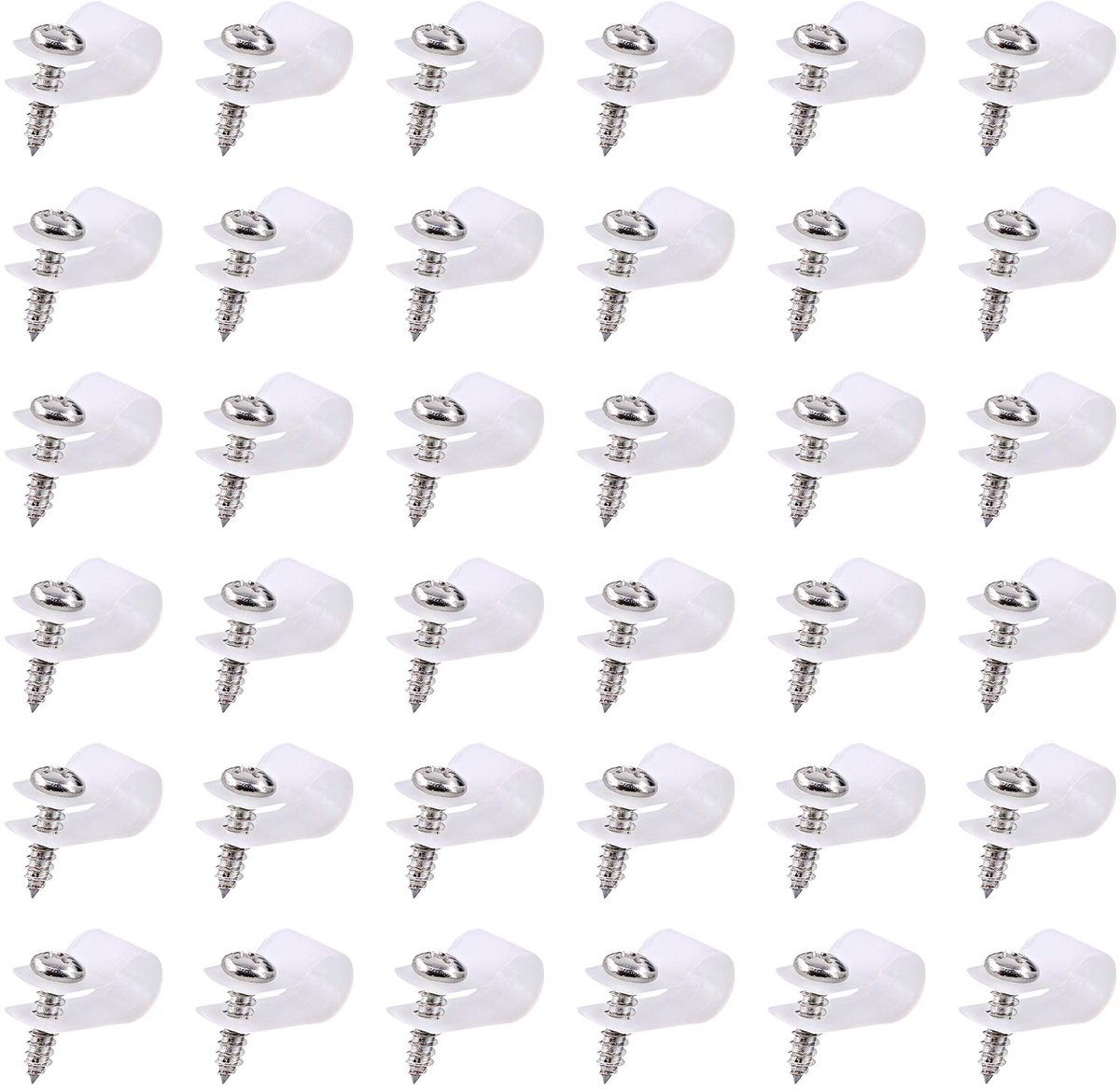 Set van 60 witte 1,6 cm nylon plastic R-type kabelclips klemkit, nylon schroefbevestigingskoordbevestigingsclips met 60 stuks schroeven voor draadbeheer (1,6 cm, wit)