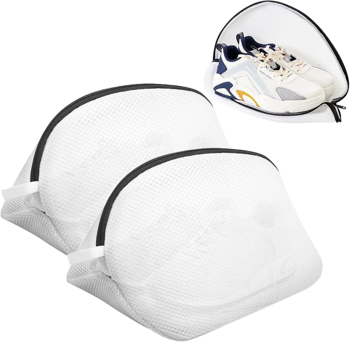 Wasnet voor schoenen, 2-delige mesh tas met rits, 40 x 25 x 25 cm, ideaal voor sneakers en sokken, waszak voor delicate kleding