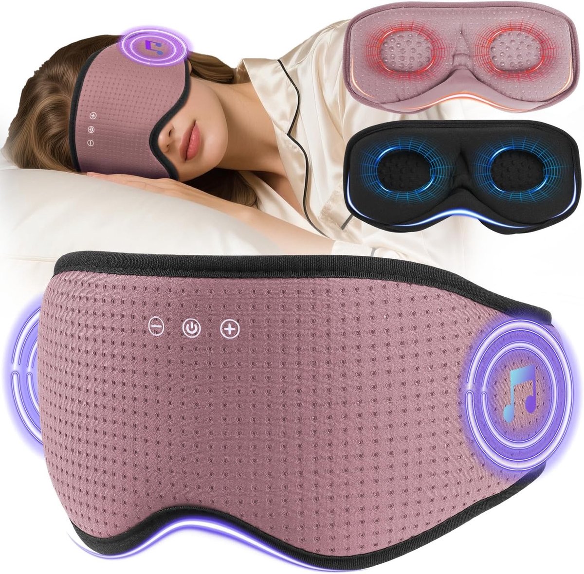 Bluetooth Slaapmasker met Hoofdtelefoon en 3D Voorgevormde Cups voor Comfortabel Slapen, Ideaal voor Reizen en Meditatie, Geschikt voor Zijslapers en Dames