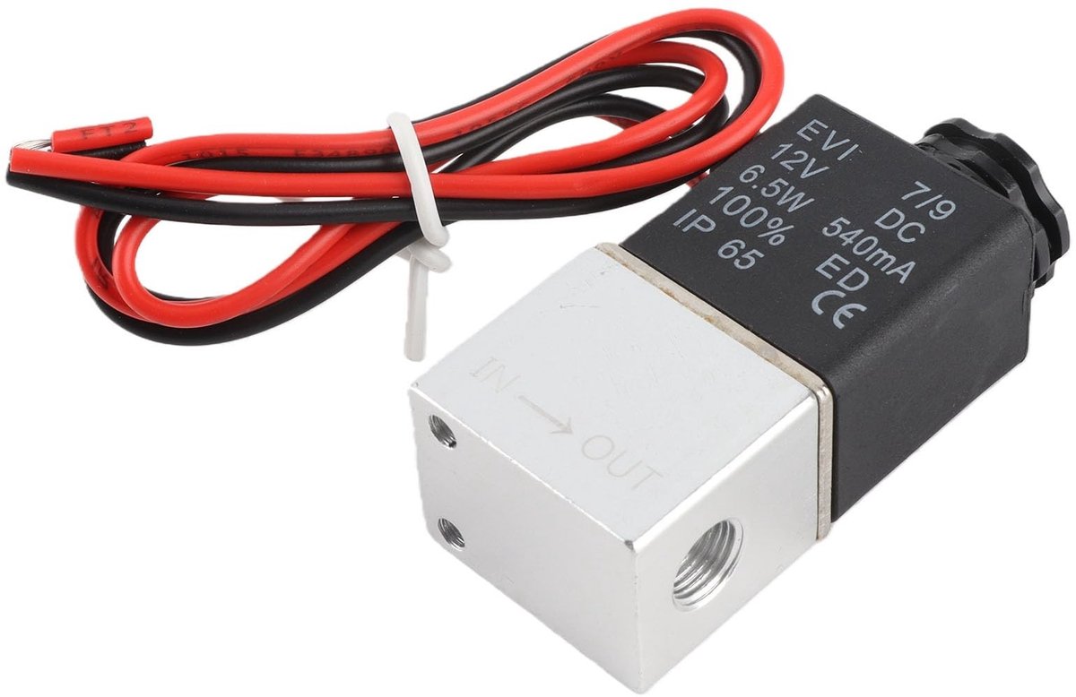 Dailygoods- Pneumatisch Ventiel 2-weg Normaal Gesloten - DC12V Elektrisch Ventiel - Vrouwelijke NPT-aansluiting 1/8 inch - Aluminium Behuizing - Werkdruk 1,2 MPa