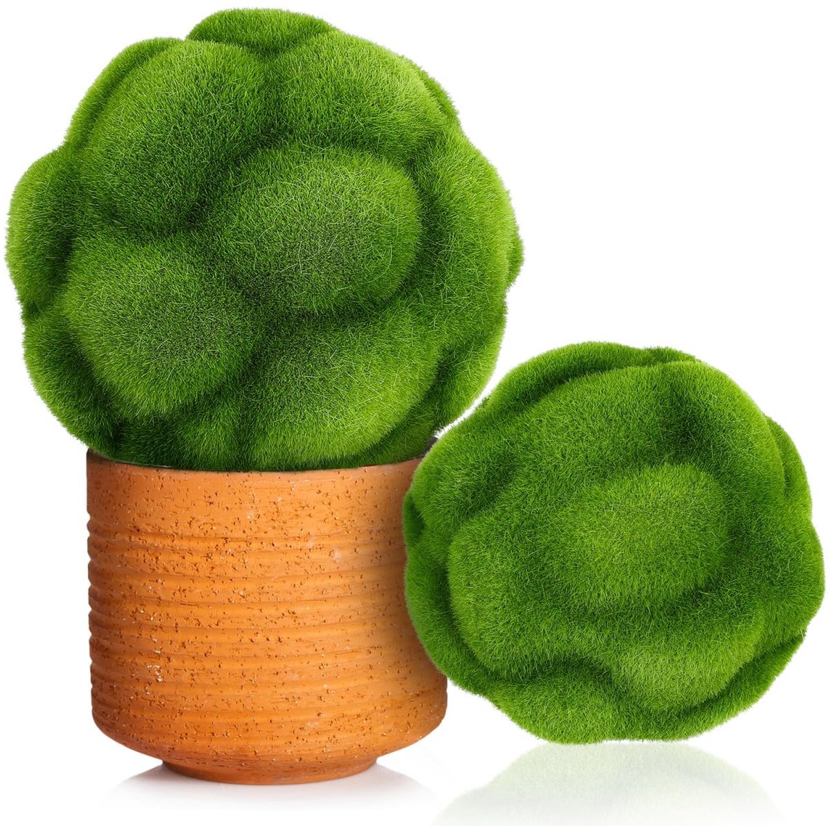 Dailygoods - SHINEOFI 2 kunstmosballen, decoratieve mosballen van kunstplanten voor thuis of op kantoor, groen, 12 cm, verpakking van 2 stuks