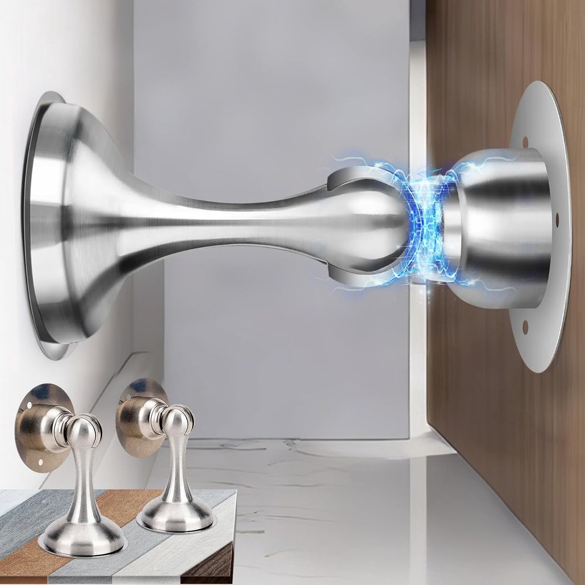 Thijox - 2 Stuks Magnetische Deurstopper - Roestvrij Staal - Zelfklevend zonder Boren - Sterke Magneet - Deursluiter voor Wand- en Deurbescherming - S