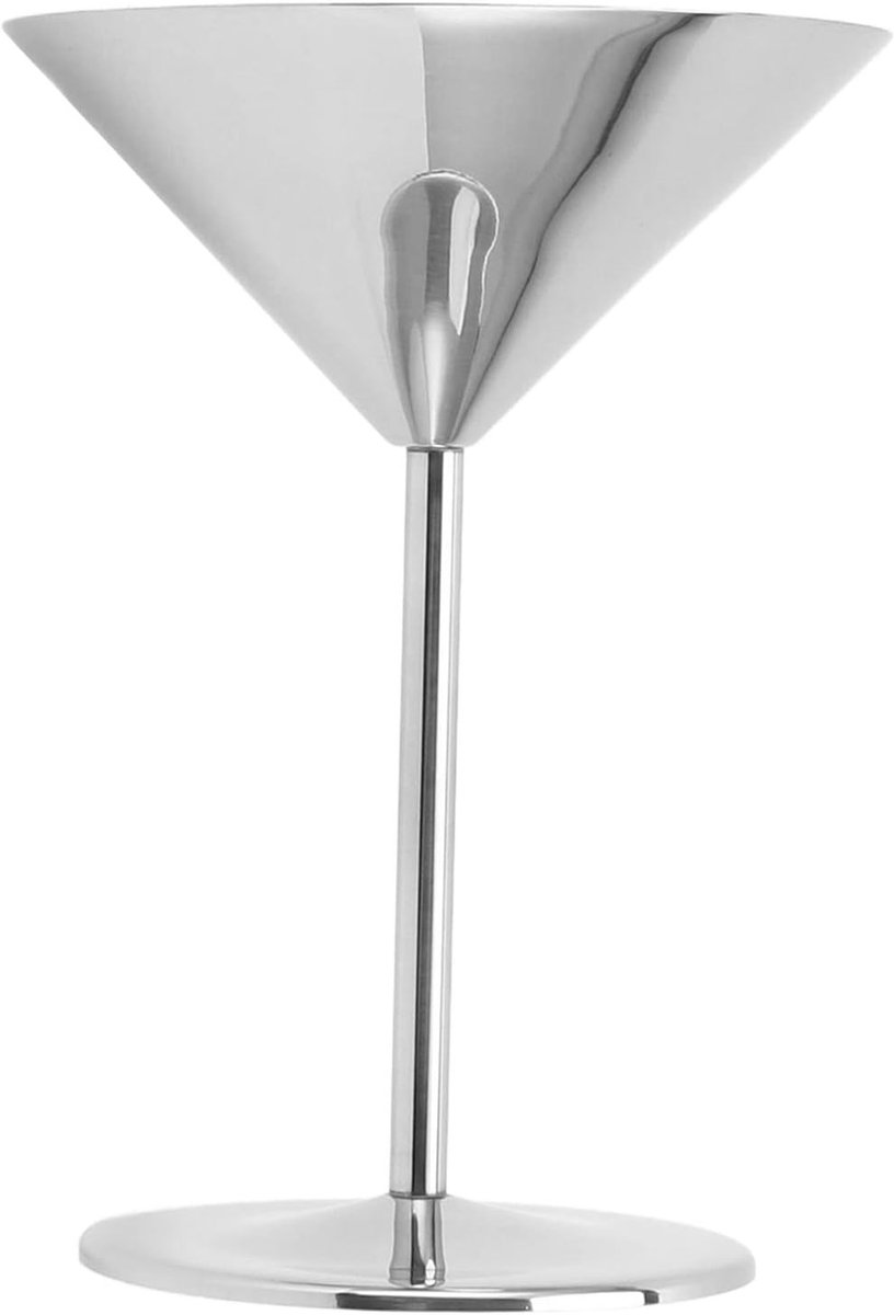 Stainless Steel Martini Glazen, Roestvrijstalen Cocktail Glazen, Duurzaam en Shatterproof voor Thuisbar, Zilverkleurig en Stijlvol