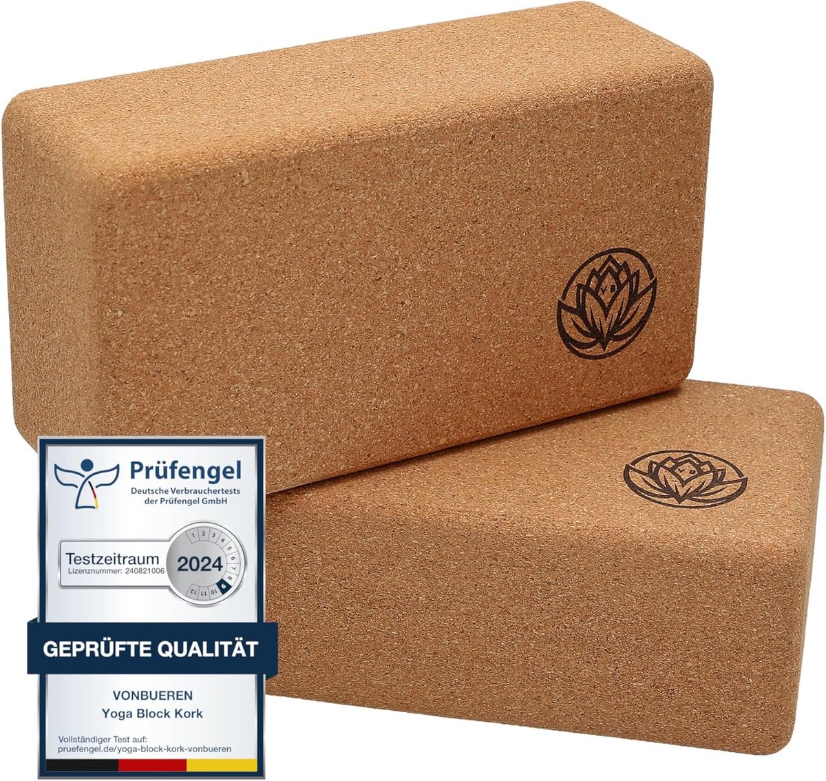 Thijox - 2 x Yogablok van Kurk | Hatha Blokken 22 x 12 x 7,5 cm | Yoga-accessoires voor Dames en Heren | Ideaal voor Thuis en Yogastudio