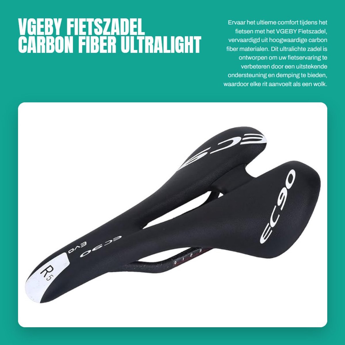 Dailygoods- Fietszadel Ultralicht - Carbon Fiber - Comfortabel - Ademend - Schokbestendig - Duurzaam - Verstelbaar - Fietszitje