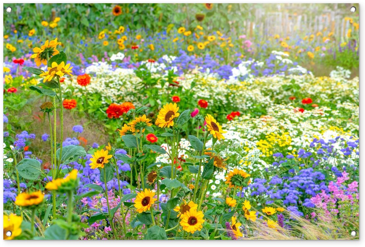 Dailygoods- Tuinposter 120x80 cm - Buitenschilderij - Tuindecoratie - Kleurrijk - Natuur - Duurzaam materiaal - Verticale oriëntatie - Buitenposter
