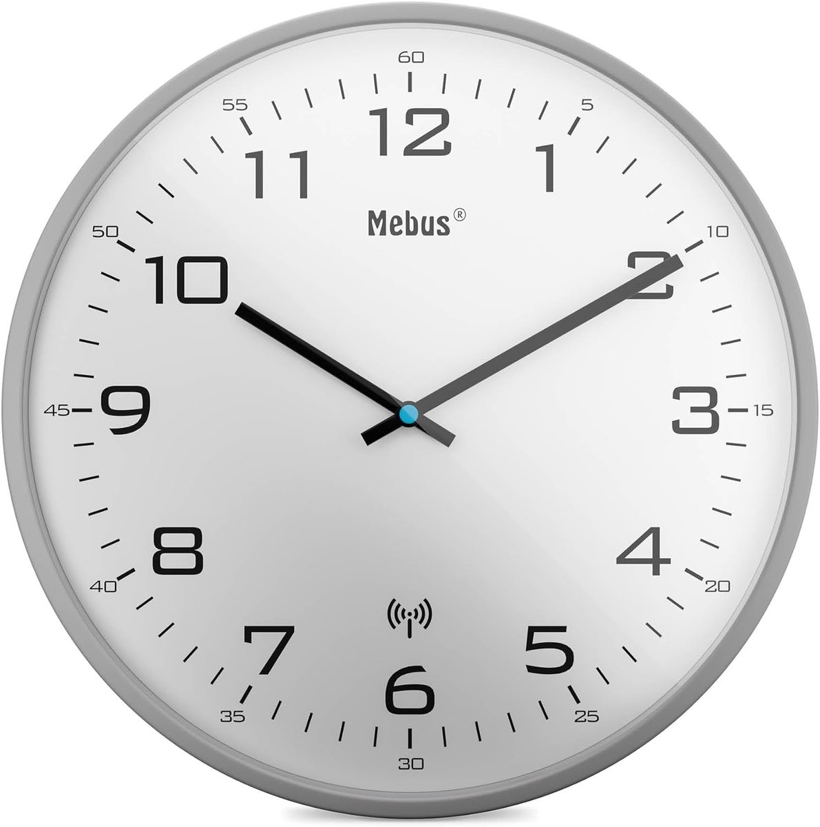 Thijox - Draadloze Wandklok 30 cm - Geruisloos - Modern Design met Grijs Frame en Witte Wijzerplaat - Ideaal voor Huiskamer, Keuken, Kantoor en Slaapk