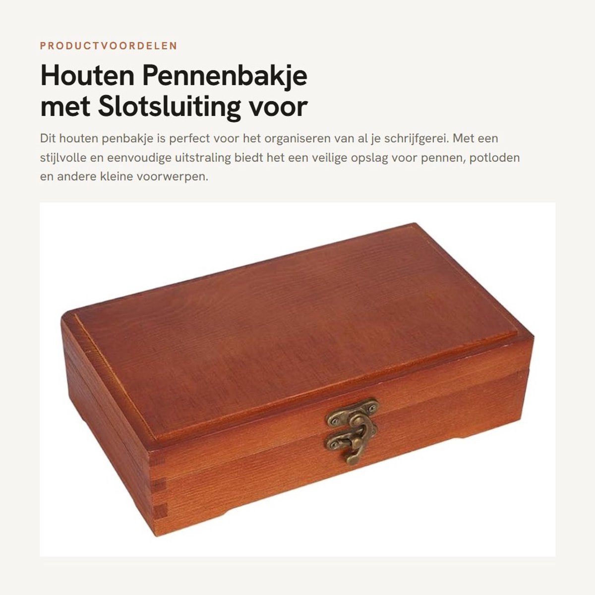 Dailygoods- Pennenbakje Houten - Opbergdoos met Deksel - Compartiment Demonteerbaar - Voor Kinderen - Stijlvolle Briefpapieropslag - Massief Hout