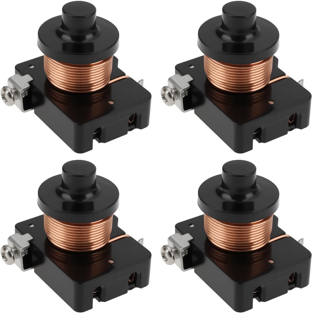 Dailygoods- Start Relais 4-Pack - Geschikt voor 1/3HP Compressoren - Directe Vervanging - Zwarte Behuizing - Betrouwbare Geleidbaarheid - Compressor Relais