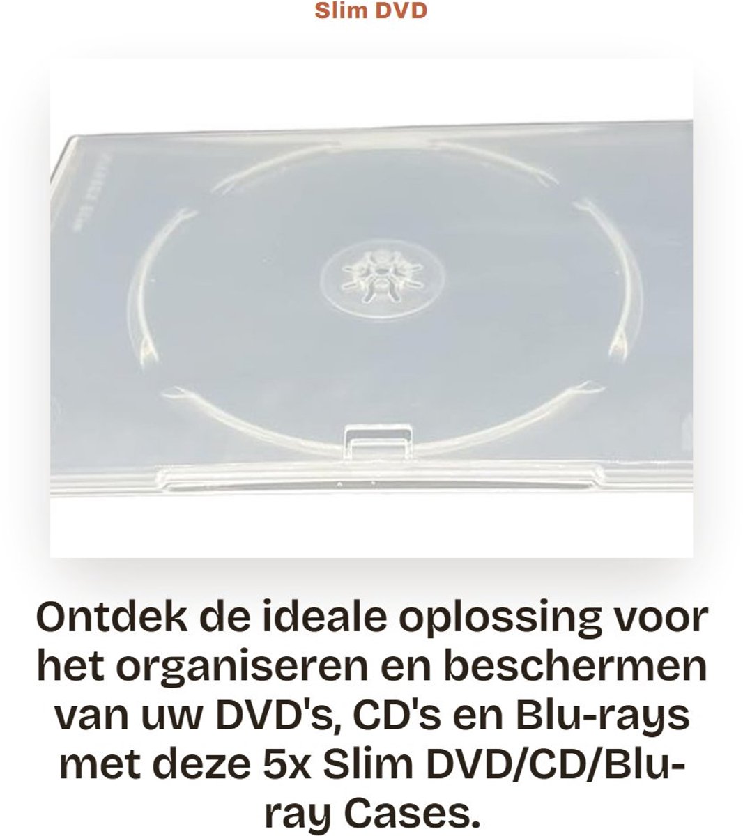 Dailygoods- DVD Case 5 x Single Clear Slim 7mm - DVD/CD/Blau Ray Behuizing - Transparante Hoes - Ruimtebesparend - Machinekwaliteit