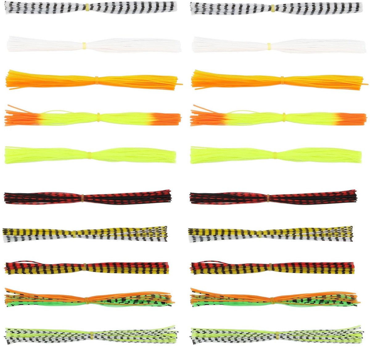 Cosensi- Siliconen Rokken 20 Bundels - 40 Strengen - Multicolor - Vervangingsdeel - DIY Vissen Lokken - Geschikt voor Zoet- en Zoutwatervissen - Kunstaas