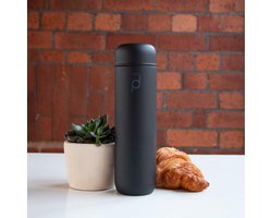 Thijox - DrinkPod Thermosfles 0,3L Roestvrij Staal, Dubbelwandig, Lekvrij, 6 Uur Warm, 24 Uur Koel, BPA-vrij, Zwart, Perfect voor Wandelen, Kamperen,