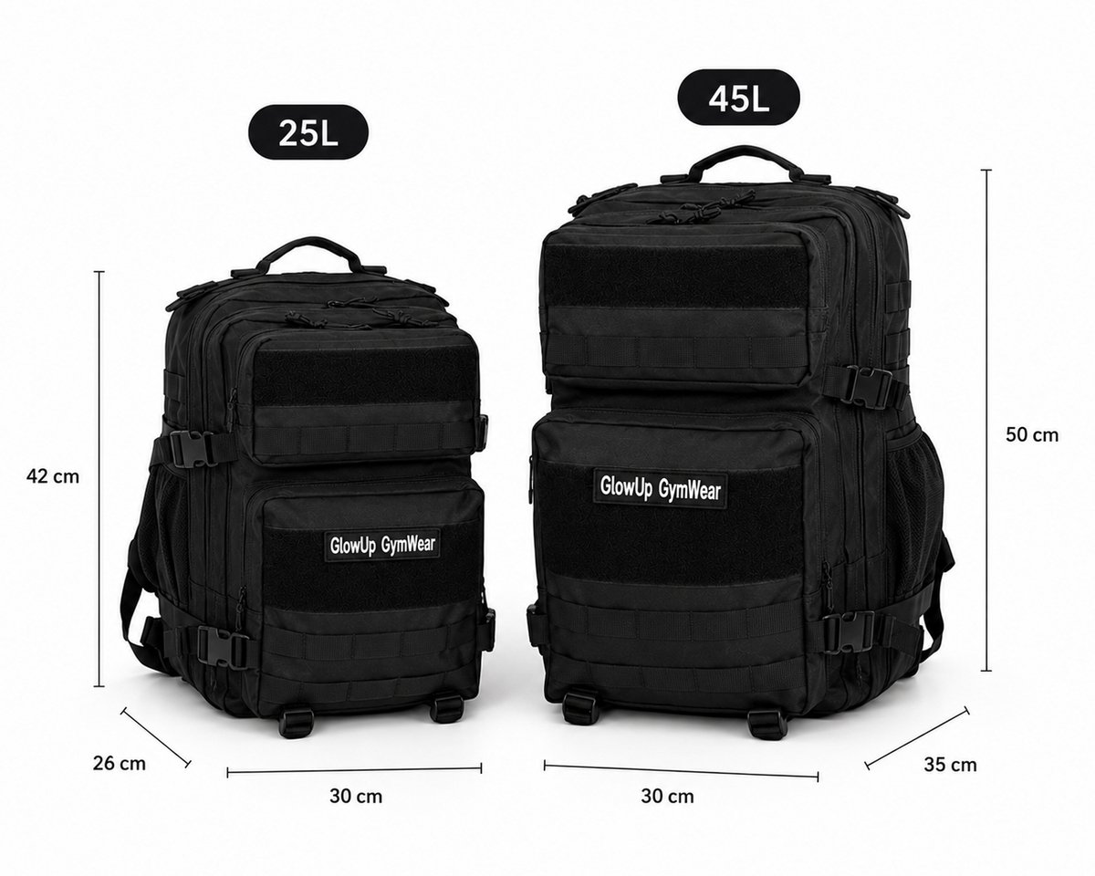 GlowUp Tactical Rugzak 25L Zwart - Hyrox Backpack Dames & Heren - Geschikt voor Patches - Fitness & CrossFit Rugzak - Laptopvak – foto 7