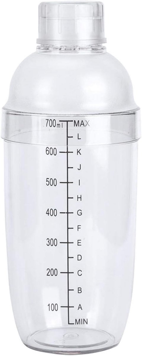 Cocktail Shaker van Plastic met Schaal - Ideaal voor Melk, Sap en Wijn - 700ml voor Thuisbar en Feestjes