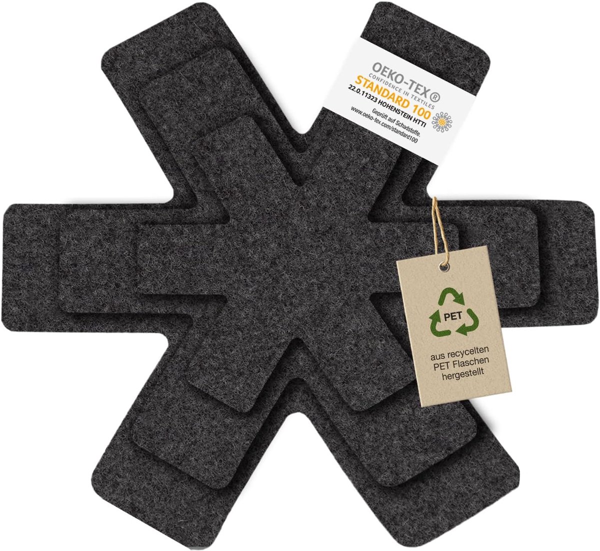 Thijox - Pannenbeschermers Set van 6 - Vilt - 2x Ø 38 cm, 2x Ø 35 cm, 2x Ø 26 cm - Donkergrijs Antraciet - Pannenhoes voor Keuken, Potten en Kommen