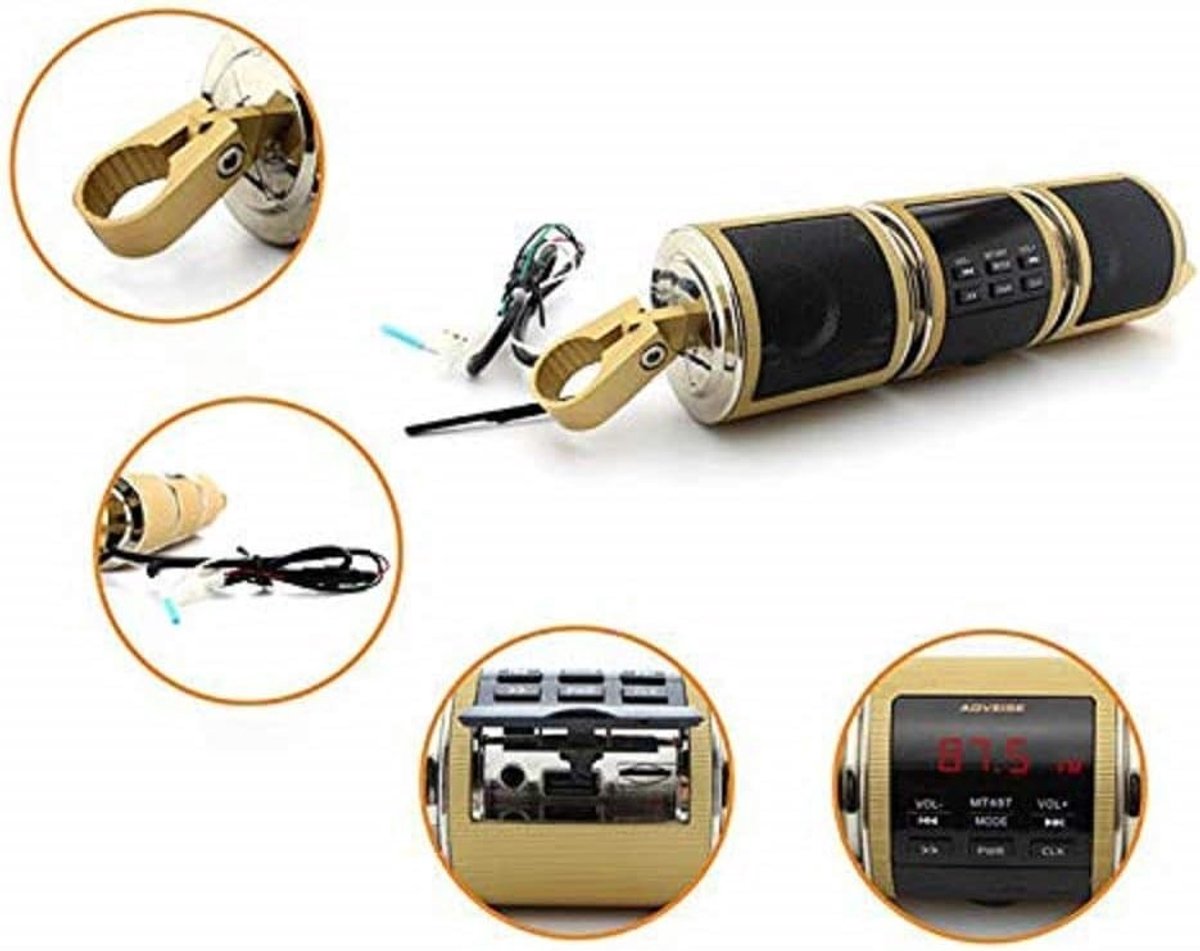 Motorfiets Bluetooth Audio Systeem met Waterdichte Radio, Handlebar Mount Stereo en MP3 Speaker voor Motorrijders