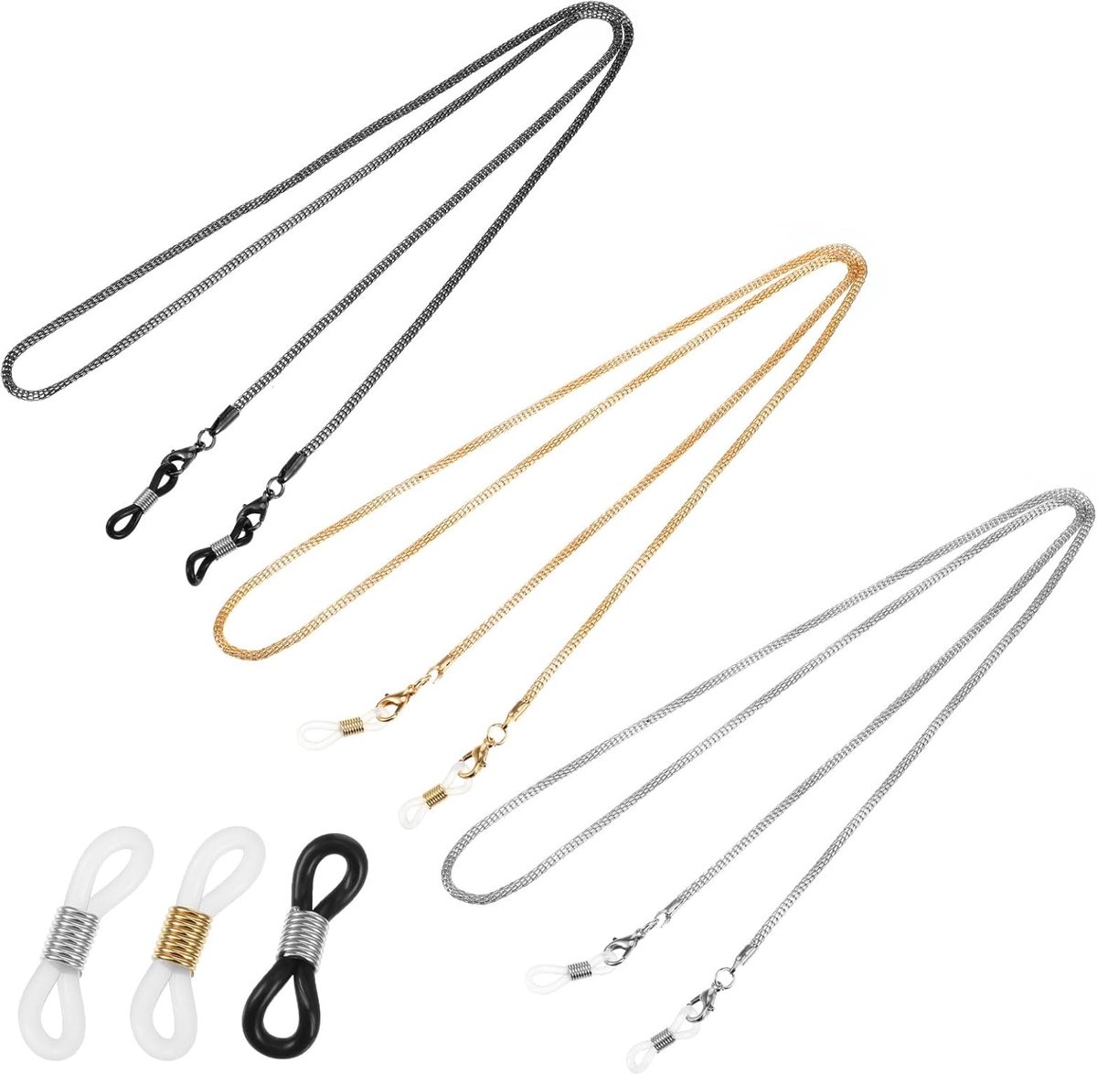 Thijox - 3 Stks Metalen Brilkoord Zonnebril Koord Lanyard Verstelbare Eyewear Nekband Houder Stijlvolle Bril Ketting Feestaccessoires voor Vrouwen en