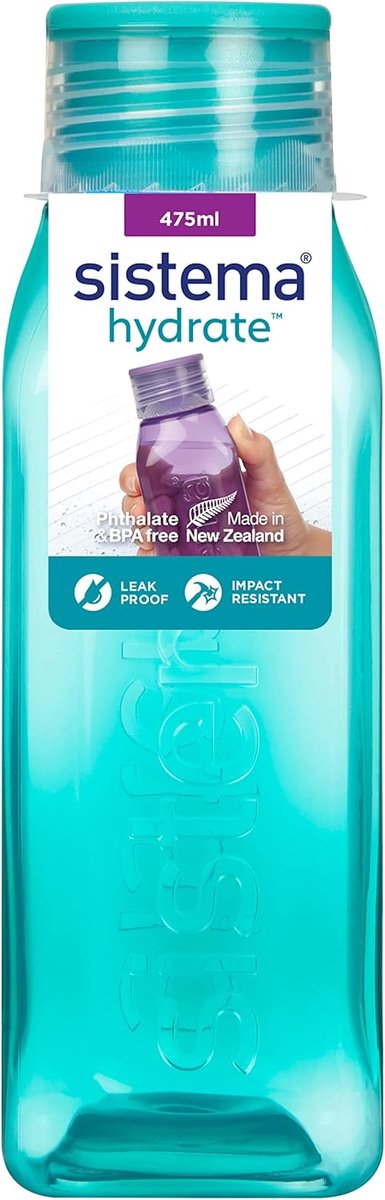 Thijox - Vierkante Kinderwaterfles 475 ml - Lekvrije BPA-vrije Drinkfles voor School, Sport en Picknick - Verschillende Kleuren