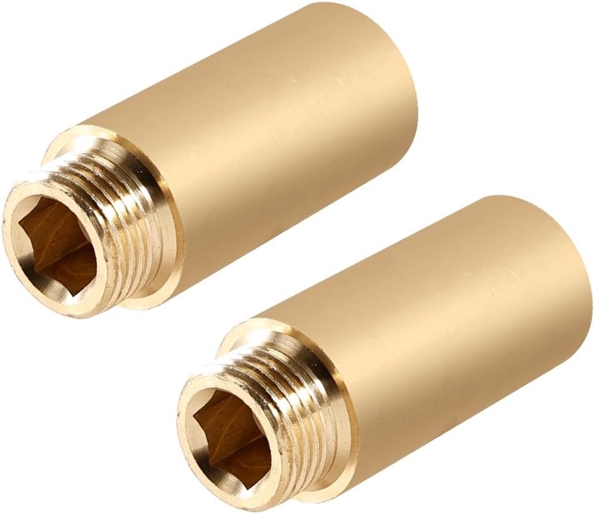 Tapuitbreiding 1/2 inch x 50 mm, verlengstuk voor wateraansluiting, messing fittingen voor verwarming en drinkwaterinstallatie, 2 stuks
