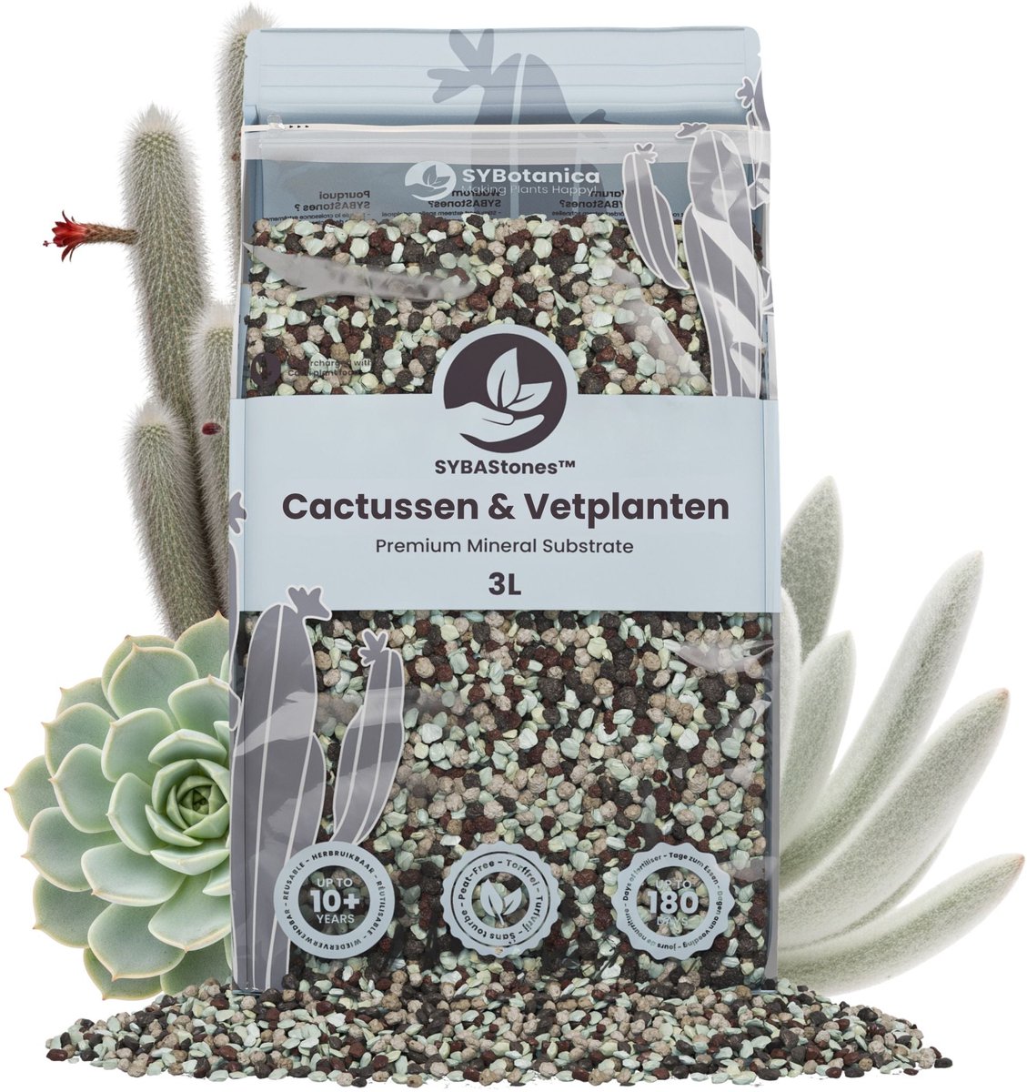 SYBAStones - Cactus & Vetplant Mineraalmix 3L - Semi-Hydro Groeimedium