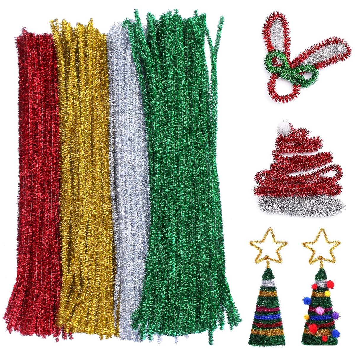 Kleurige Chenille Pijpenragers voor Creatieve Projecten, 400 Stuks, 30 cm, Perfect voor DIY, Halloween en Kerstdecoraties