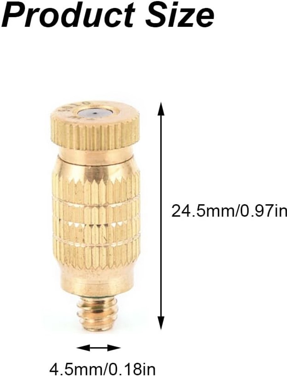 10 Stuks Messing Misting Doppen, 0.1mm Hoge Druk Spray Misting Nozzles voor Tuin, Verneveling en Besproeiing