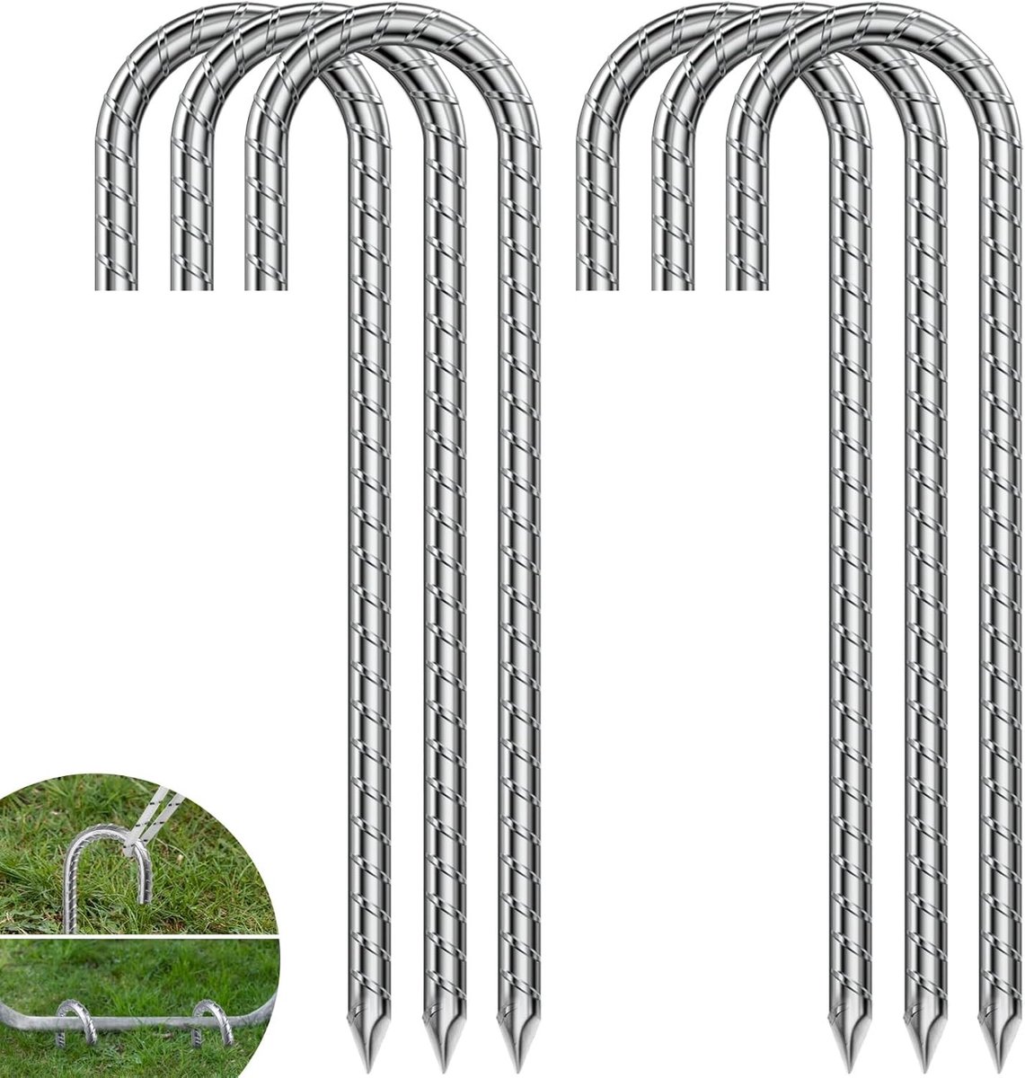 Hoge sterkte tentpinnen in J-vorm - 6 stuks, ideaal voor camping, outdoor en tentbevestiging