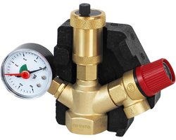 Ketelveiligheidsgroep - Verwarmingsgroep - Verwarmingssysteem Beveiligen - Met Manometer Ontluchter - 1 inch - Zilver