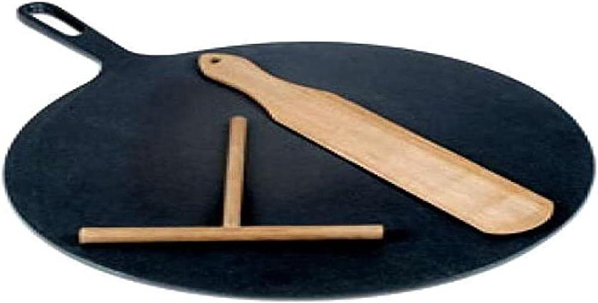 Gietijzeren Pan - Crêpemaker Koekenpan - Pannenkoeken Bakken - Traditioneel Gietijzer - 32 cm Diameter - Zwart