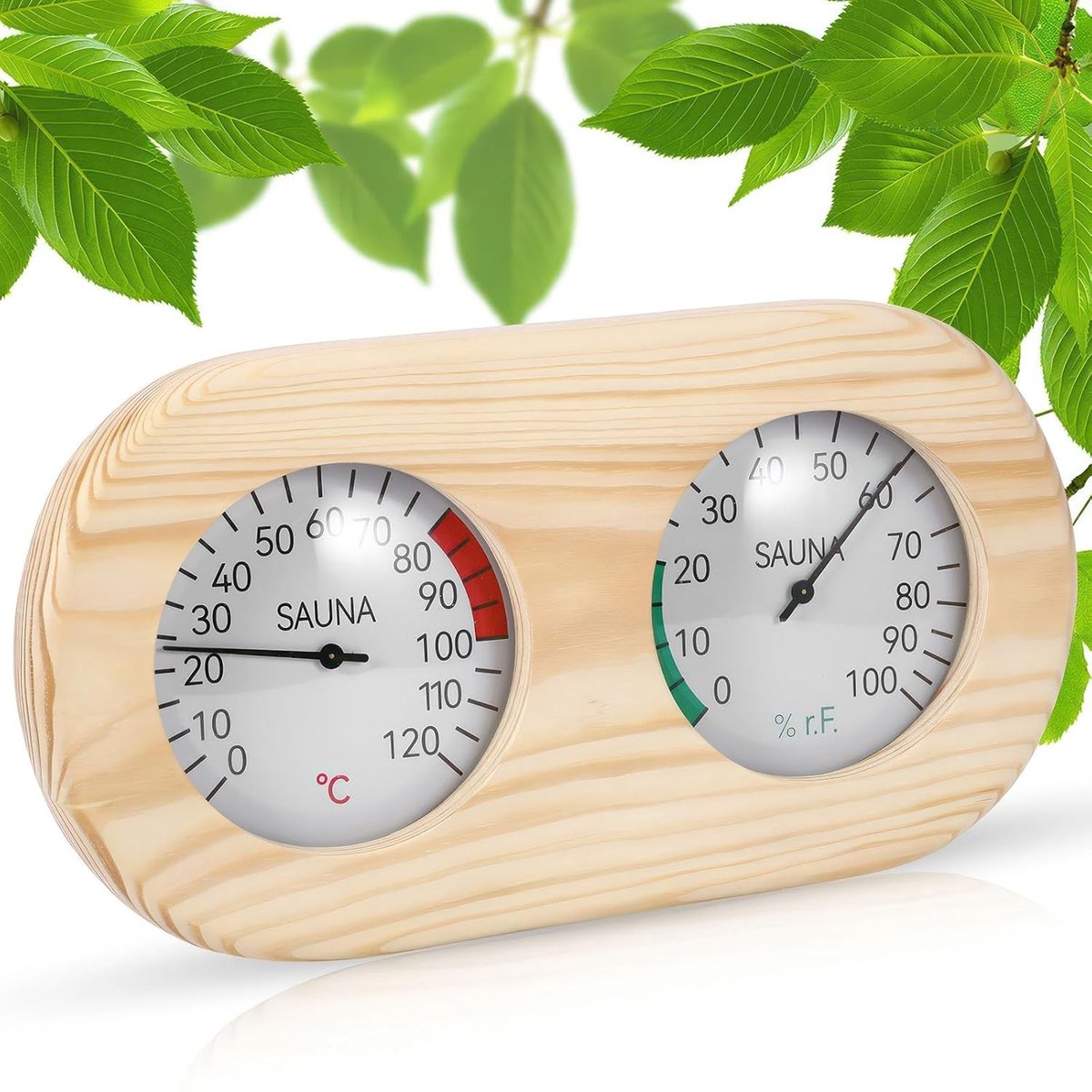 Sauna Thermometer en Hygrometer 2-in-1 voor Sauna, Stoomcabine en Werkplaats - Digitale Temperatuur- en Vochtigheidsmeter van Hout
